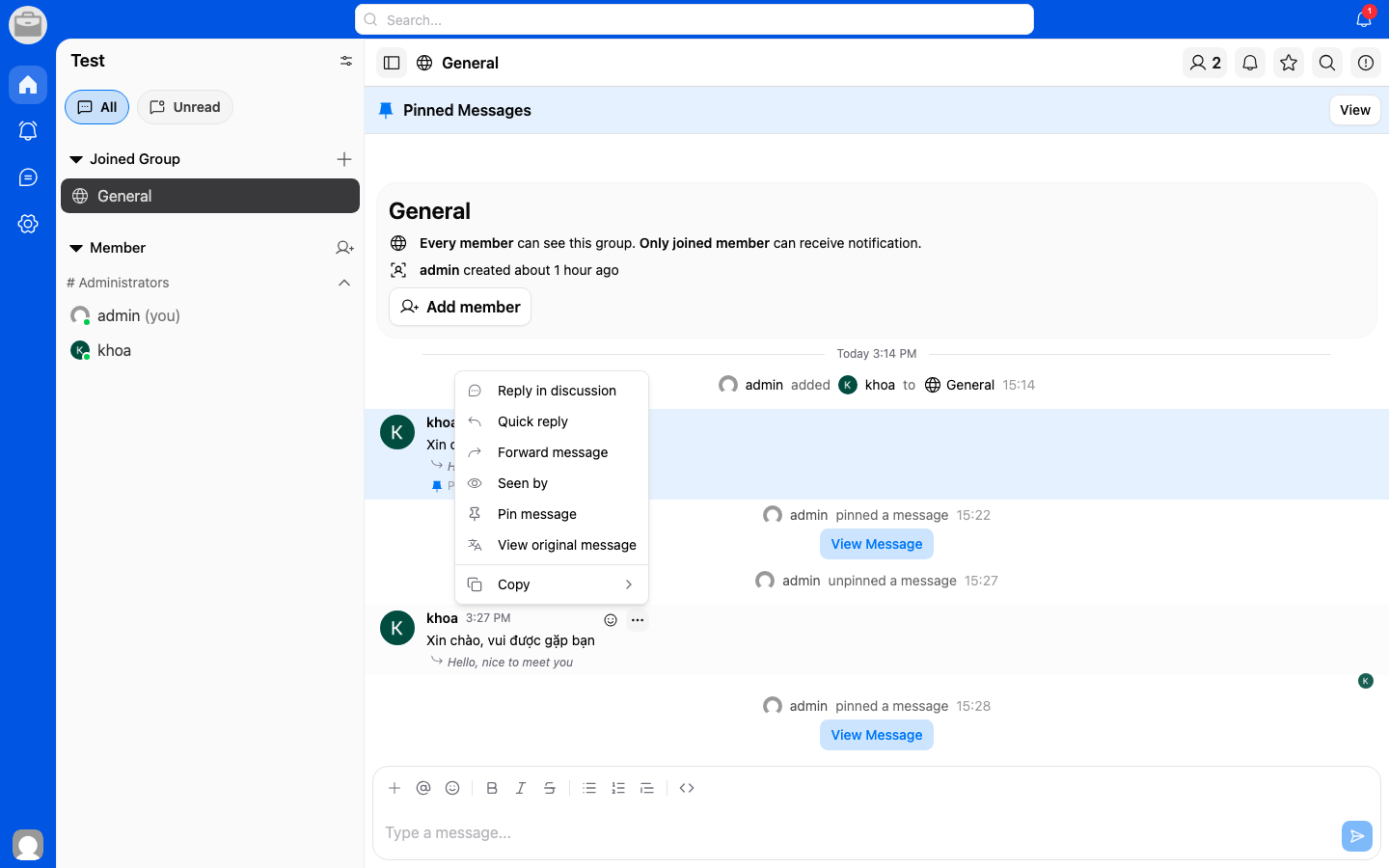 Message Actions